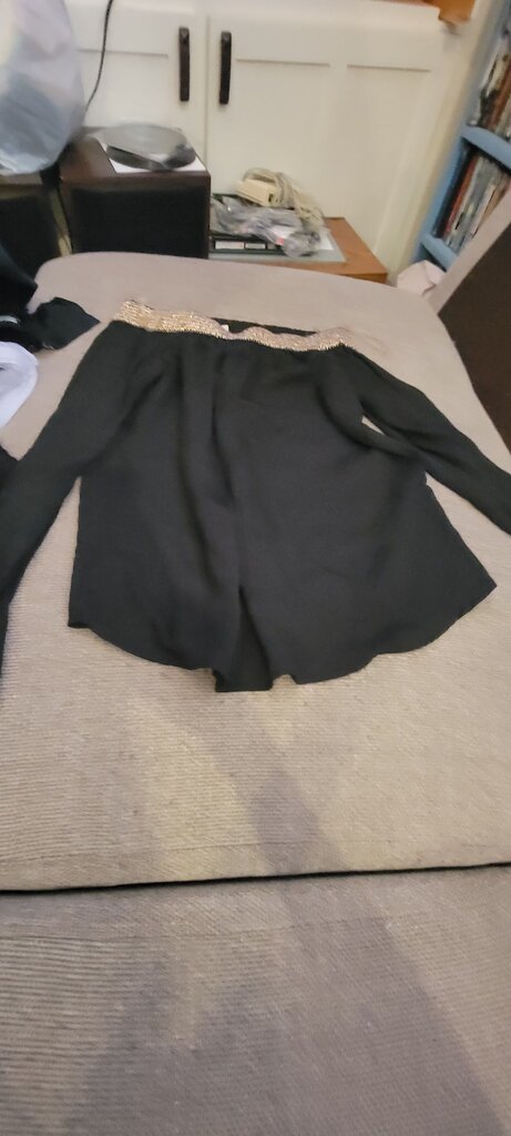 Black Long Sleeve Top with Decorative Neckline