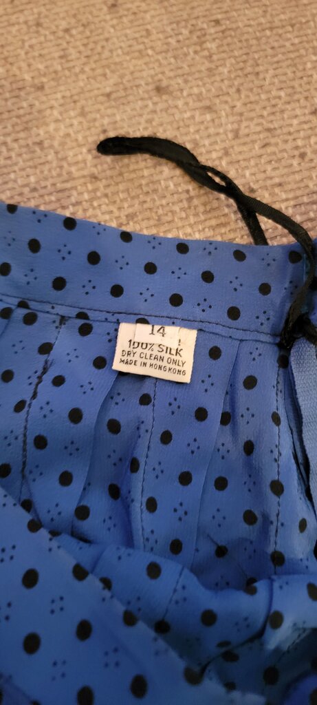 Elegant Blue Silk Skirt with Polka Dots
