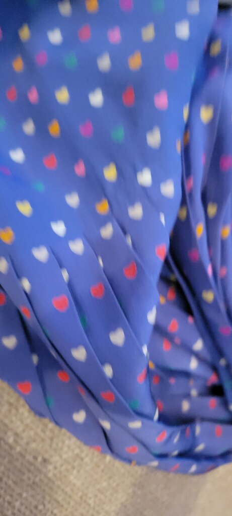Blue Pleated Skirt with Heart Print
