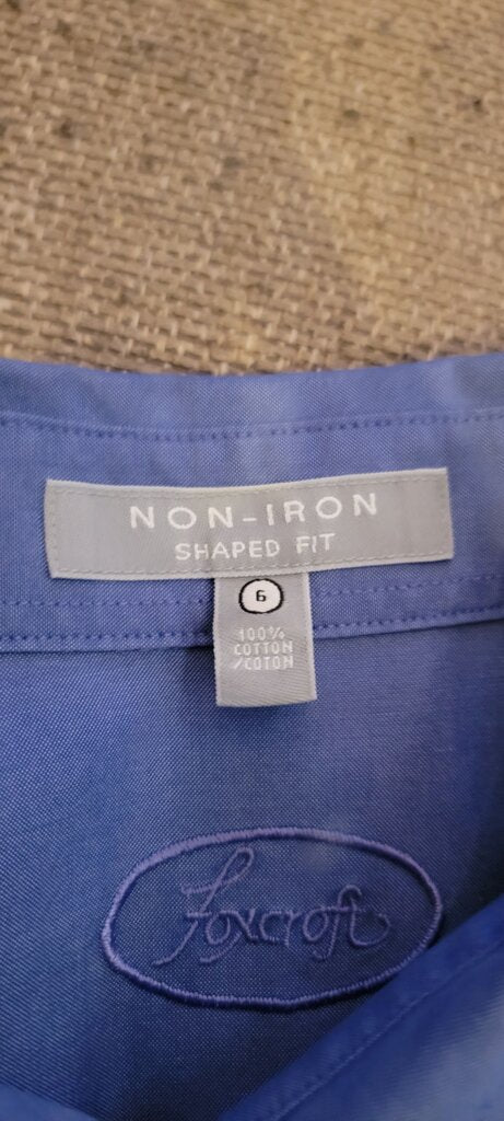 Foxcroft Non-Iron Shaped Fit Blue Shirt