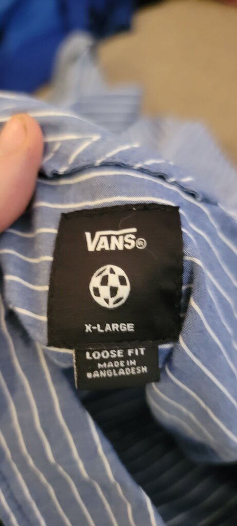Vans X-Large Blue Striped Loose Fit Shirt