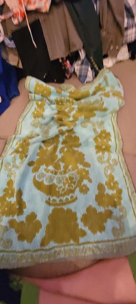 Floral Print Blue and Yellow Towel