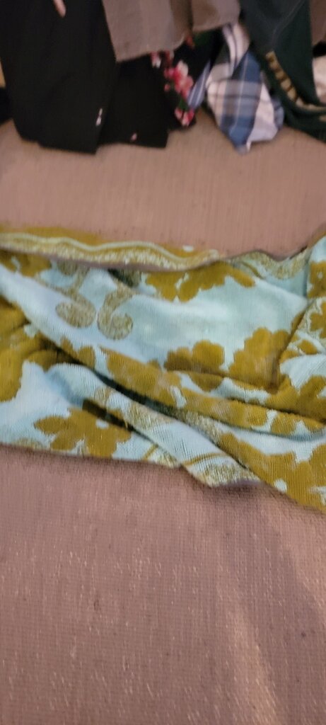 Floral Print Blue and Yellow Towel