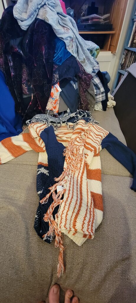 Striped Knit Sweater with Fringe