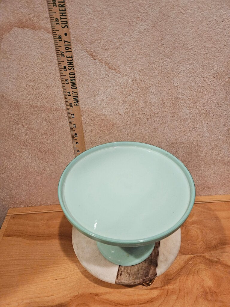 Vintage Jadeite Jade-ite Cake Stand Mint Green display cupcakes candy bar dessert tray as is chip under rim