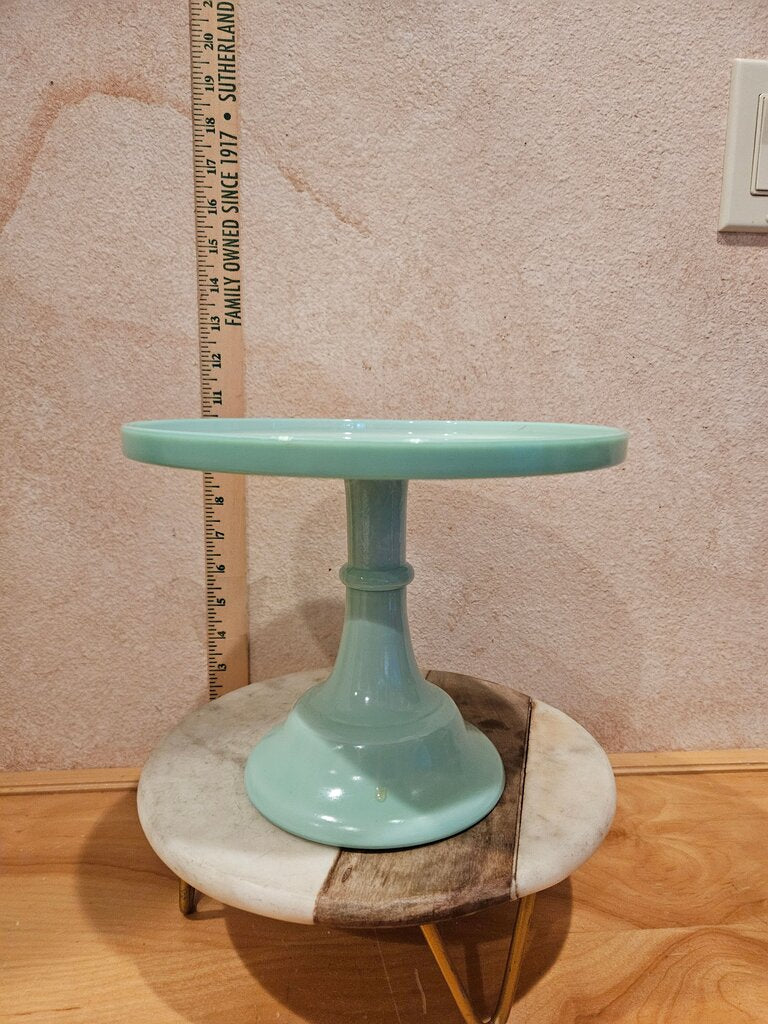 Vintage Jadeite Jade-ite Cake Stand Mint Green display cupcakes candy bar dessert tray as is chip under rim