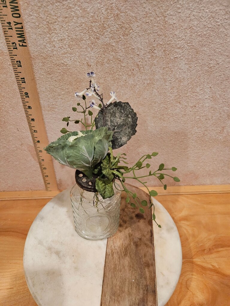 Vintage Creative Co-Op Glass vase in with Metal Frog Lid Large