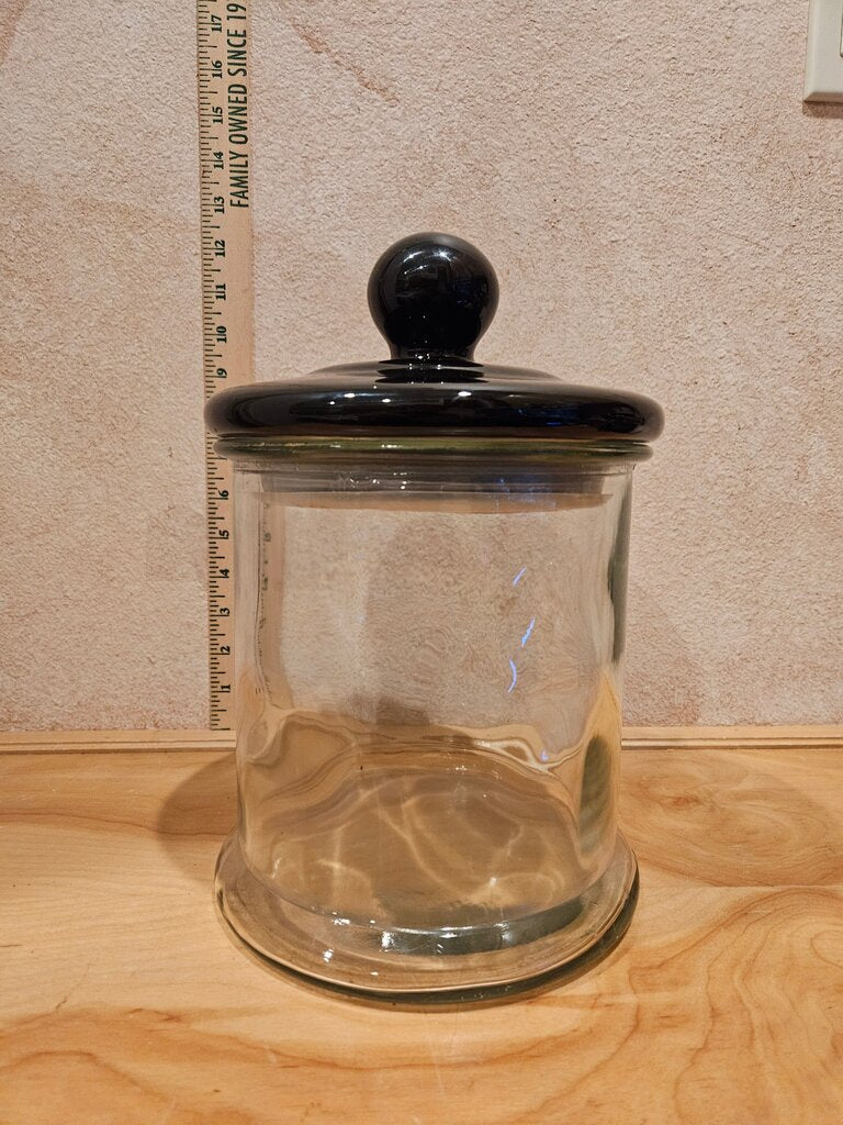 Glass Jar with Black Lid perfect for halloween fall cloche design vanity decor bathroom organizer kitchen pantry jar