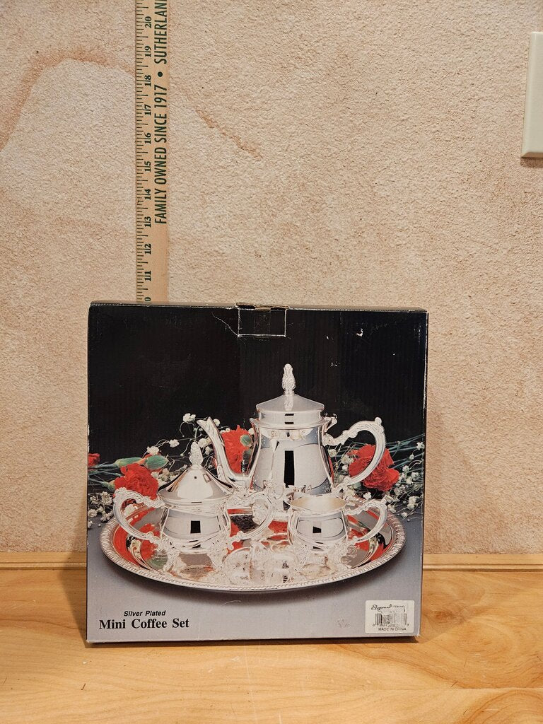 Vintage Silver Plated Mini 3 pc Coffee or tea Set By Paul Revere Silversmiths unopened in original packaging