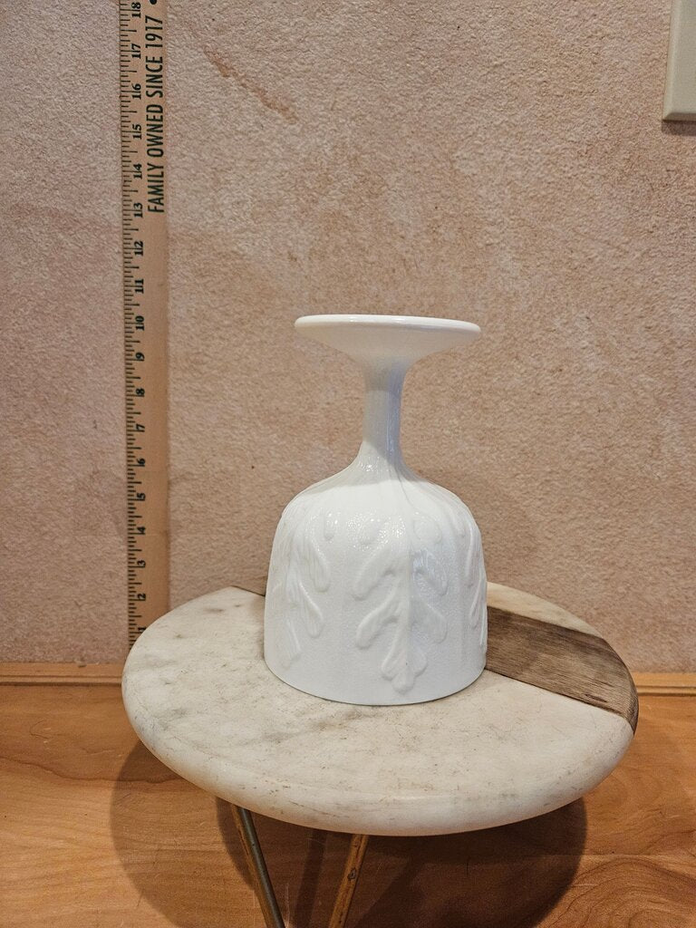 Vintage 1975 F.T.D. Oak Leaf White Milk Glass Pedistal Candy Dish Bowl , trinket container, fall display