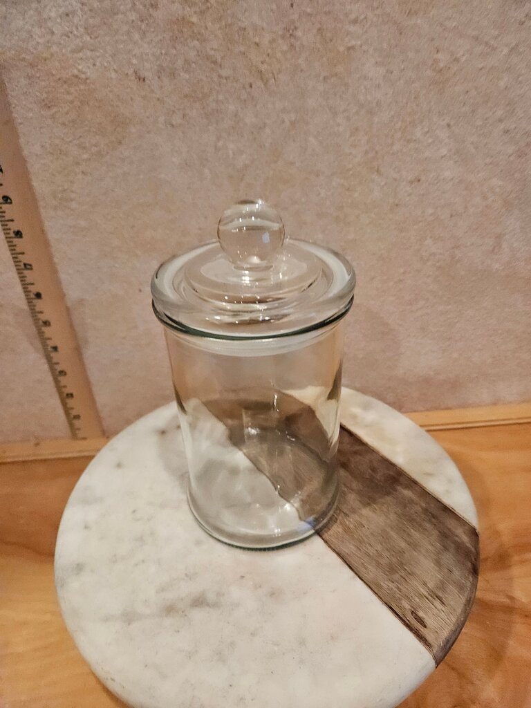 Clear Glass Storage Jar w Lid terrarium, Small Apothecary Display, Vanity Organizer