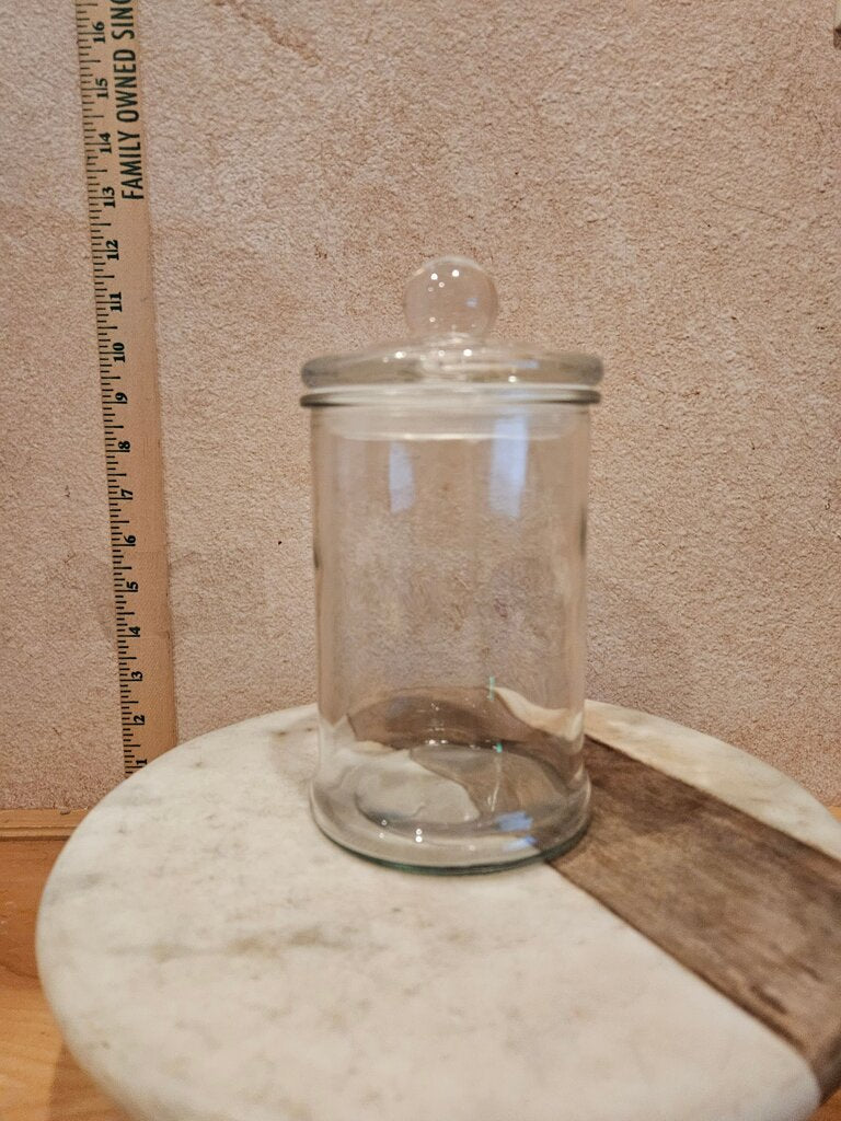 Clear Glass Storage Jar w Lid terrarium, Small Apothecary Display, Vanity Organizer