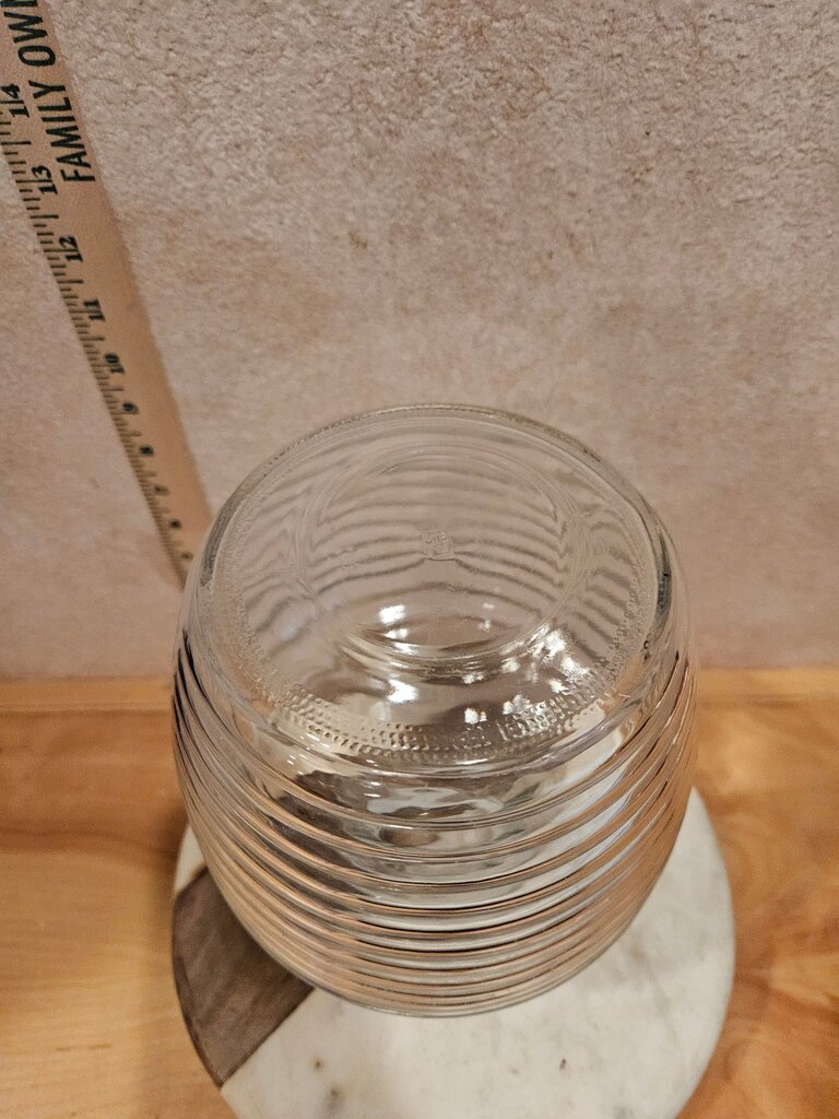 Vintage MCM Anchor Hocking Beehive Horizontal Ribbed Water Pitcher Carafe W Lid