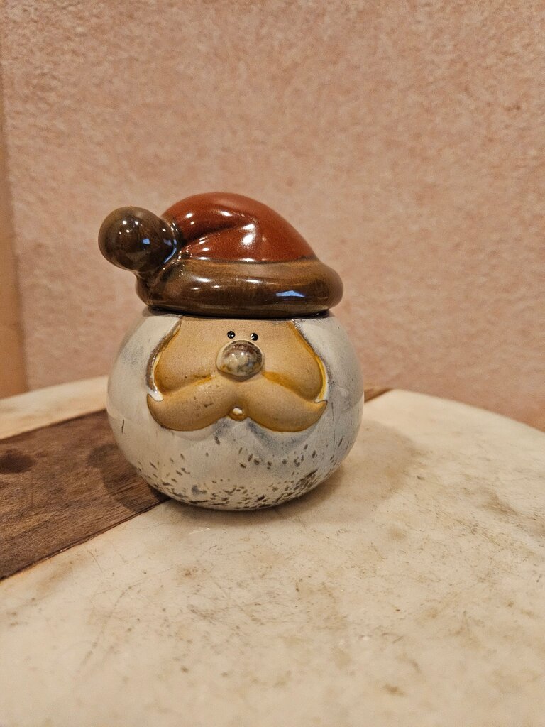 Glazed Stoneware Santa Clause Pot with Removable Hat Unique Christmas Gif