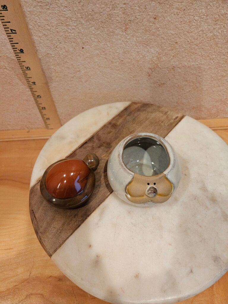 Glazed Stoneware Santa Clause Pot with Removable Hat Unique Christmas Gif