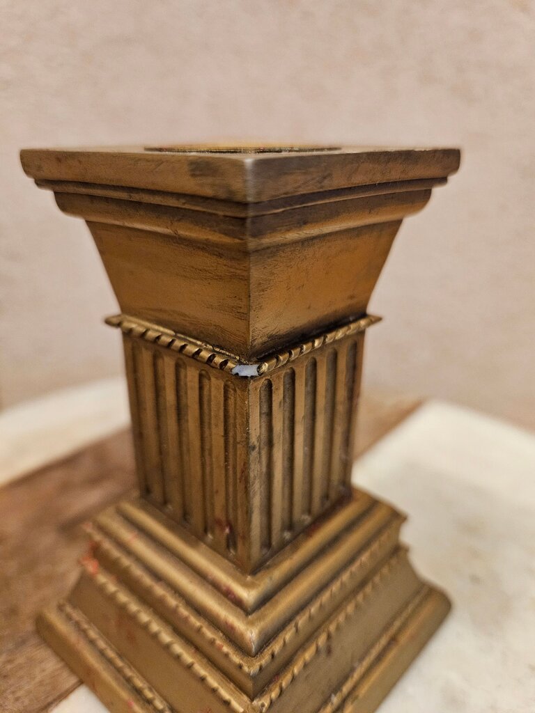 Gold Gilt Roman Pillar Decorative Gold Candle Holder, riser, display stand