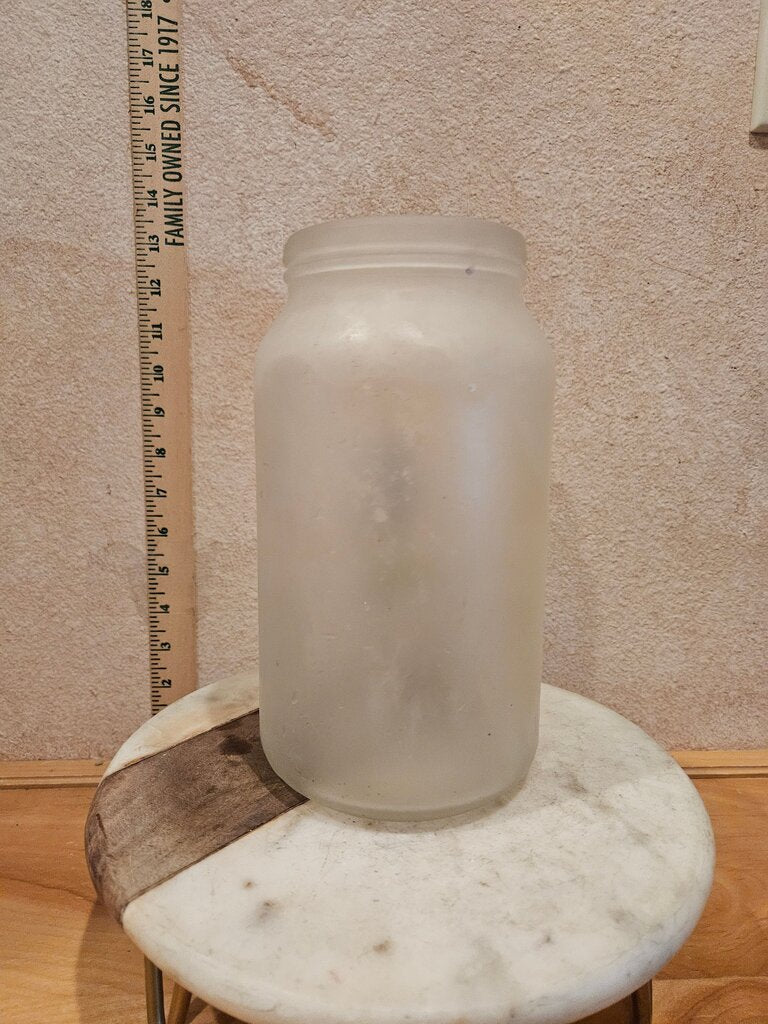 Extra large Frosted Glass Jar w Signed DEC Bluebonnet Design vase, storage, display organizer container candle holder