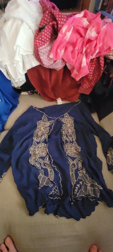 Vintage Anthany Women's Blue Rayón Set