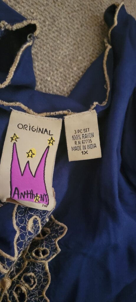 Vintage Anthany Women's Blue Rayón Set