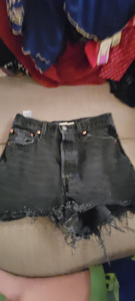 Ribcage Straight Ankle Black Denim Shorts