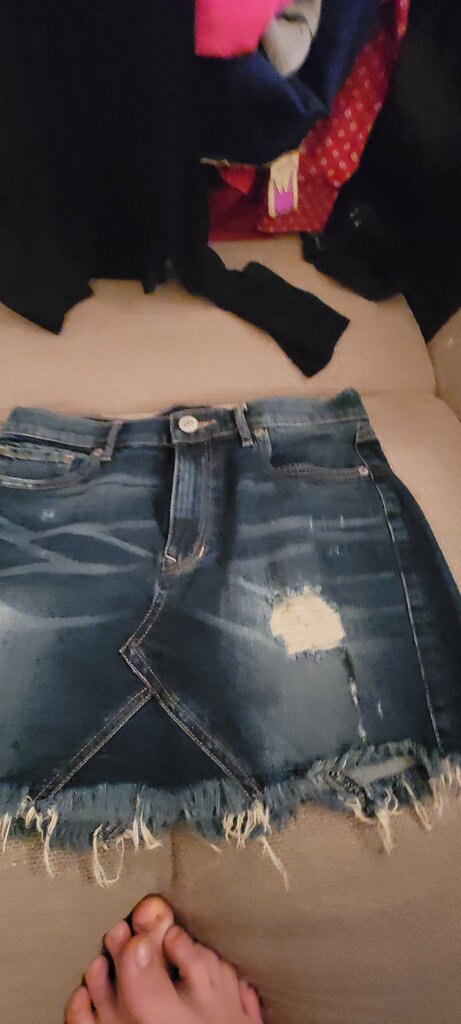 Express Jeans Distressed Denim Skirt