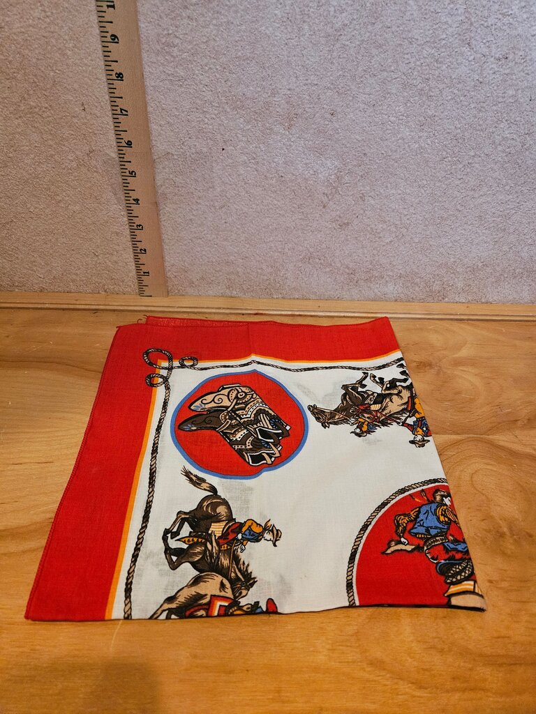 VINTAGE New Western Cowboy USA COTTON BLEND SCARF BANDANNA HANDKERCHIEF RODEO HORSE Cowgirl