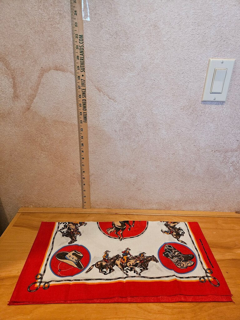 VINTAGE New Western Cowboy USA COTTON BLEND SCARF BANDANNA HANDKERCHIEF RODEO HORSE Cowgirl