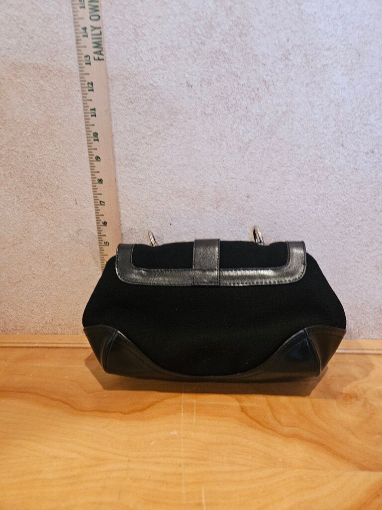 Stylish Black Shoulder Silver & large Belt Buckle Accents Handbag Clean Inside