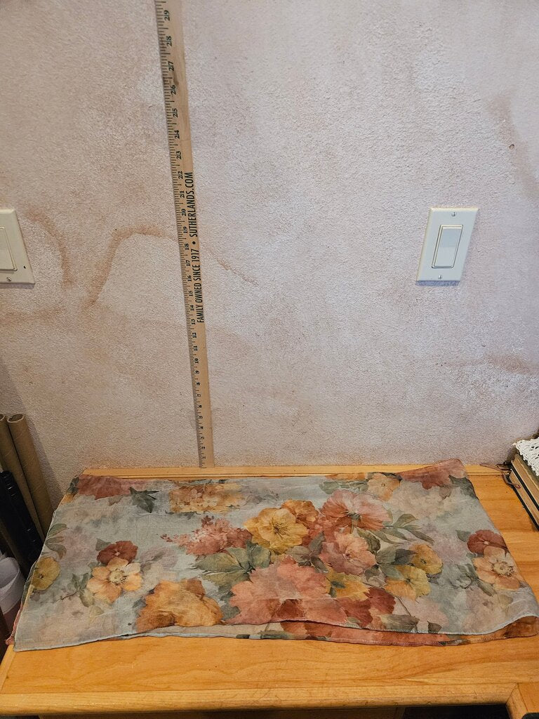 Delicate Sheer Romantic Muted Floral Rose Chiffon Print Scarf w flaws