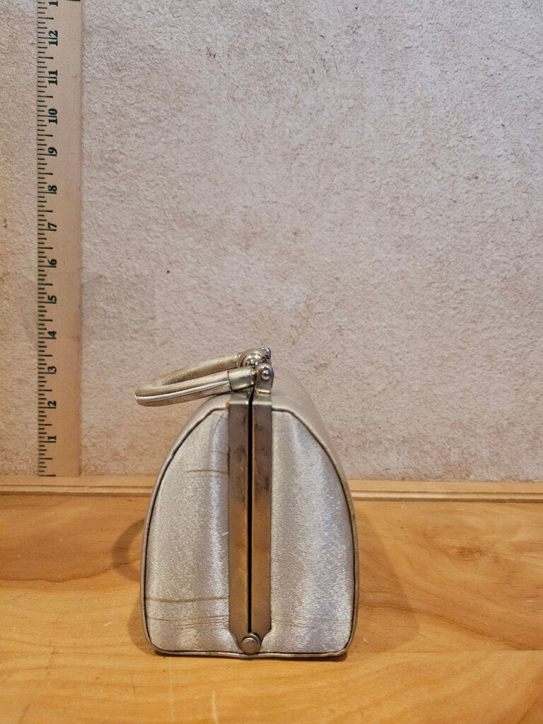 Vintage Silver Preston & York Evening Bag Small Dome Handbag w silver Strap & clutch