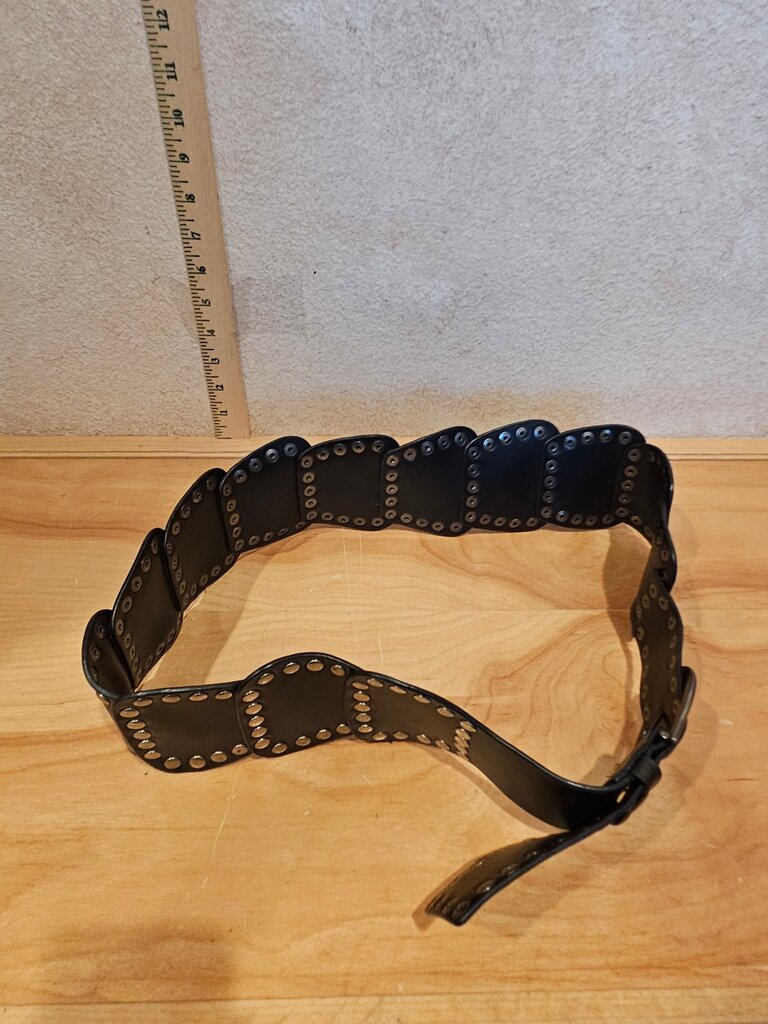 Vintage Womens NOBO No Boundaries Black Studded Extra Wide Black Faux Leather Fashion Cosplay Belt Statement Gothic grunge