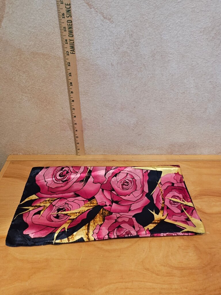 Rodeo Drive Black, Pink and Pink Wild Rag Bold Floral Print Accessory Rolled Edges