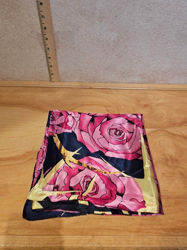 Rodeo Drive Black, Pink and Pink Wild Rag Bold Floral Print Accessory Rolled Edges