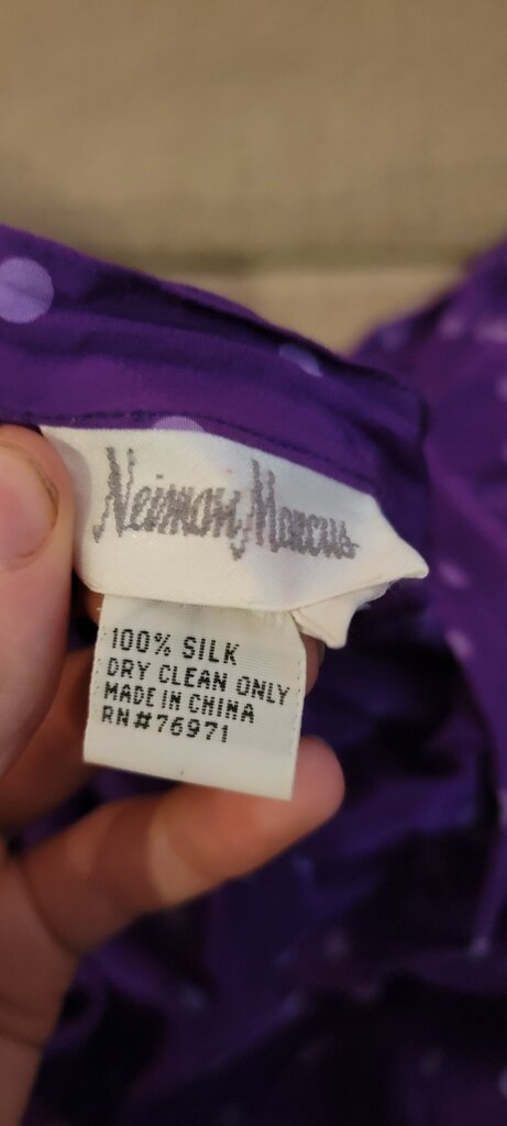 Neiman Marcus Purple Polka Dot Silk Top