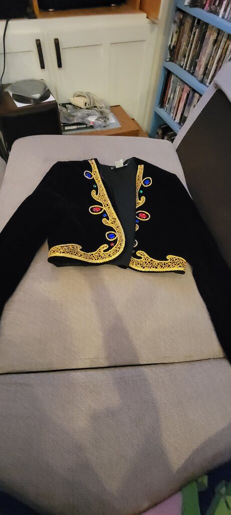 Karen Miller Vintage Black and Gold Velvet Jacket