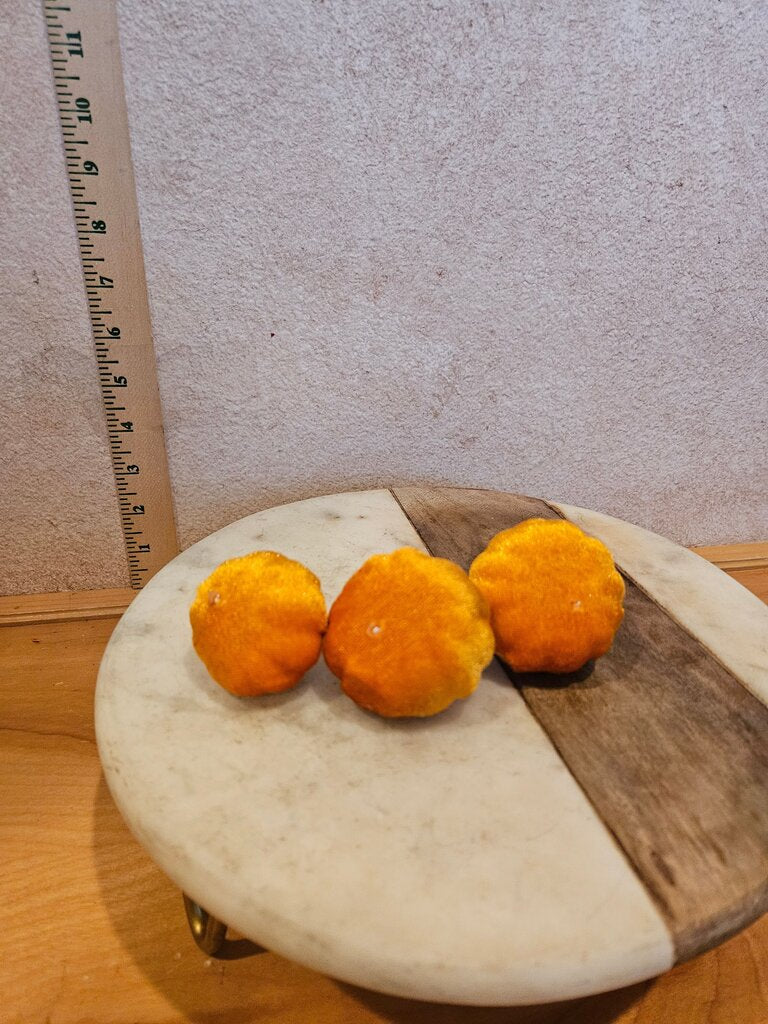 Orange Velour PUMPKINS VELVET cloth Covered 3 pcs Orange MINI Halloween Harvest Fall