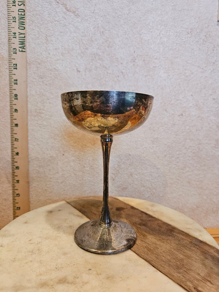 Vintage Naturally Patina Tarnished Silver Metal Goblet Stemmed wine Glass witches spell cup