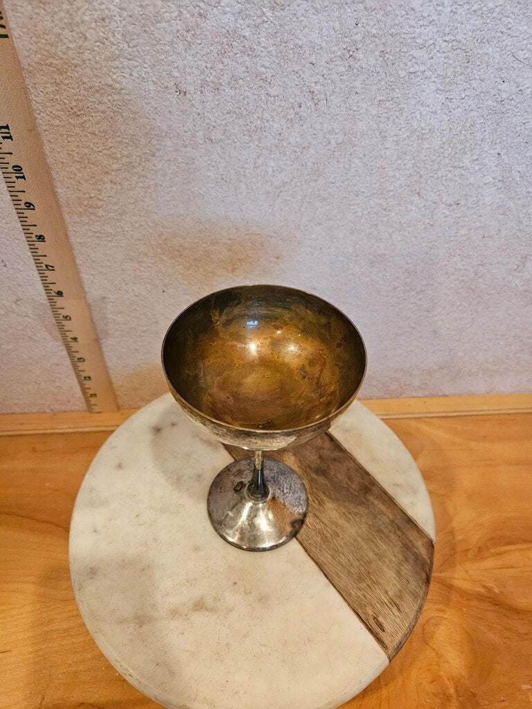 Vintage Naturally Patina Tarnished Silver Metal Goblet Stemmed wine Glass witches spell cup