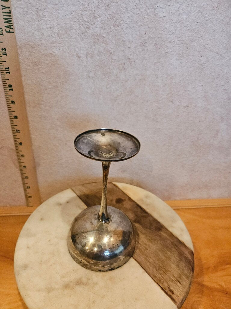 Vintage Naturally Patina Tarnished Silver Metal Goblet Stemmed wine Glass witches spell cup