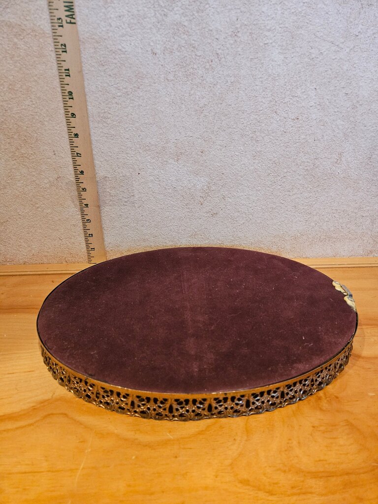 1940s Hollywood Regency Gold Gilt Boho Chic Filagree Gilded Vanity Mirrored Dresser Tray bathroom Art Deco Barware organizer