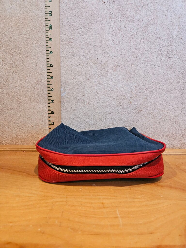 Red and Navy Zippered Pouch