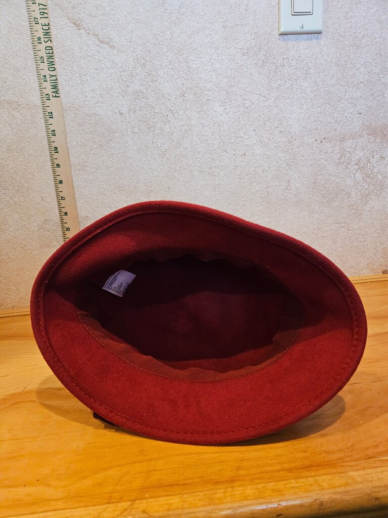 Red Wool Felt Hat with Flower Decoration