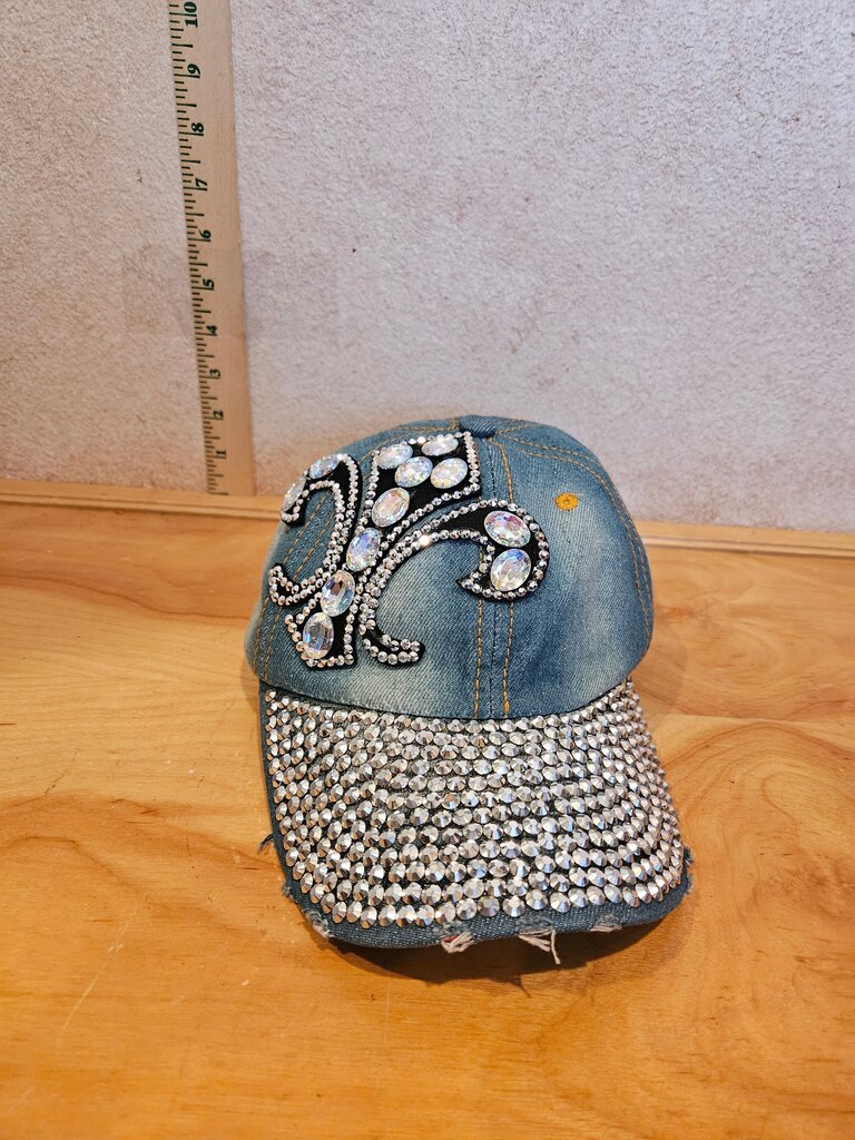 Rhinestone Embellished Denim Cap
