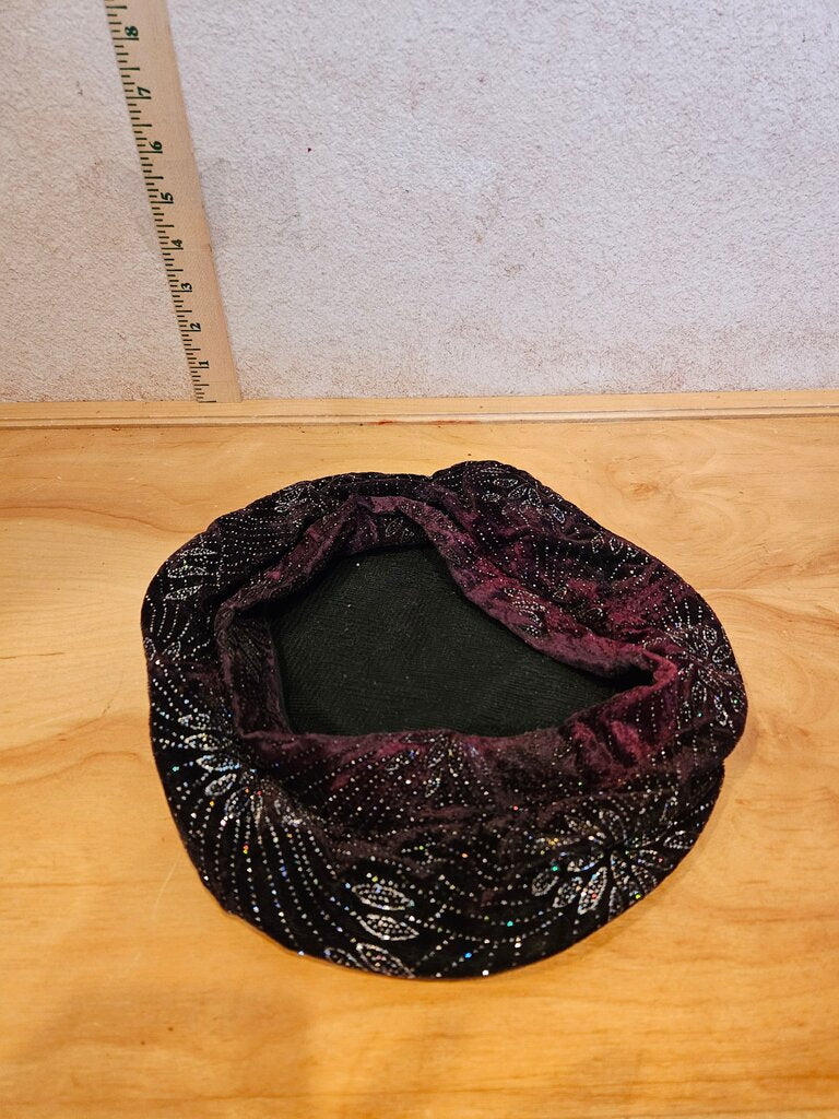 Black and Purple Sequined Hat