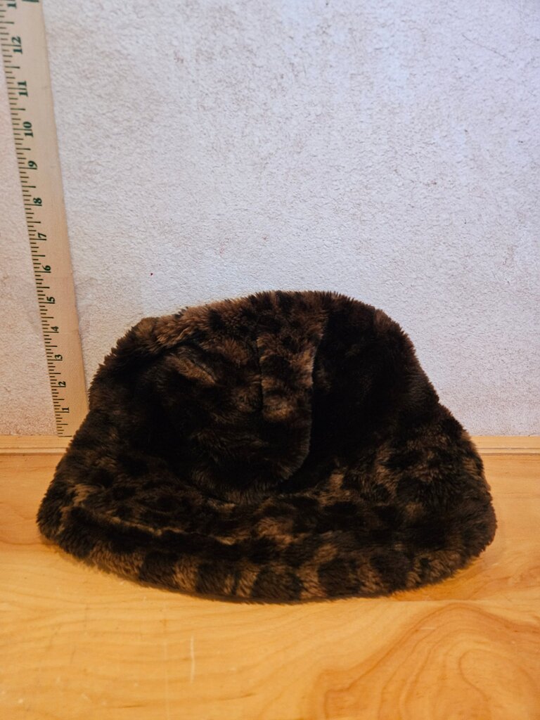 Brown Leopard Print Fur Hat