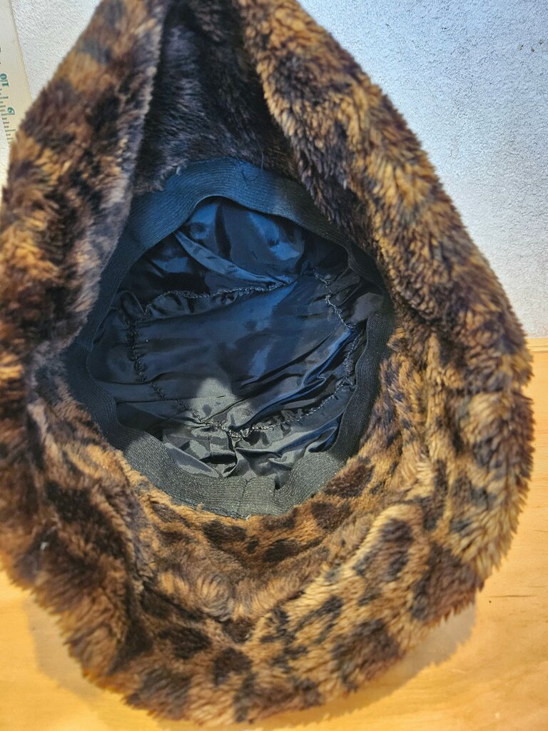 Brown Leopard Print Fur Hat