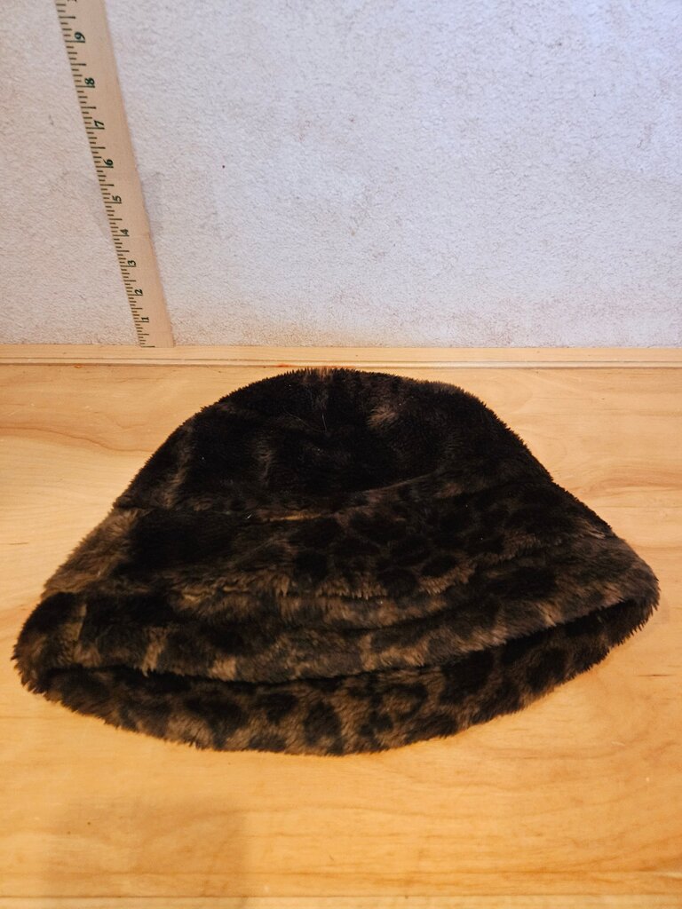 Brown Leopard Print Fur Hat