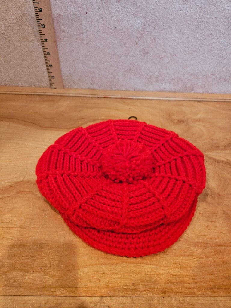Red Knit Beret Hat