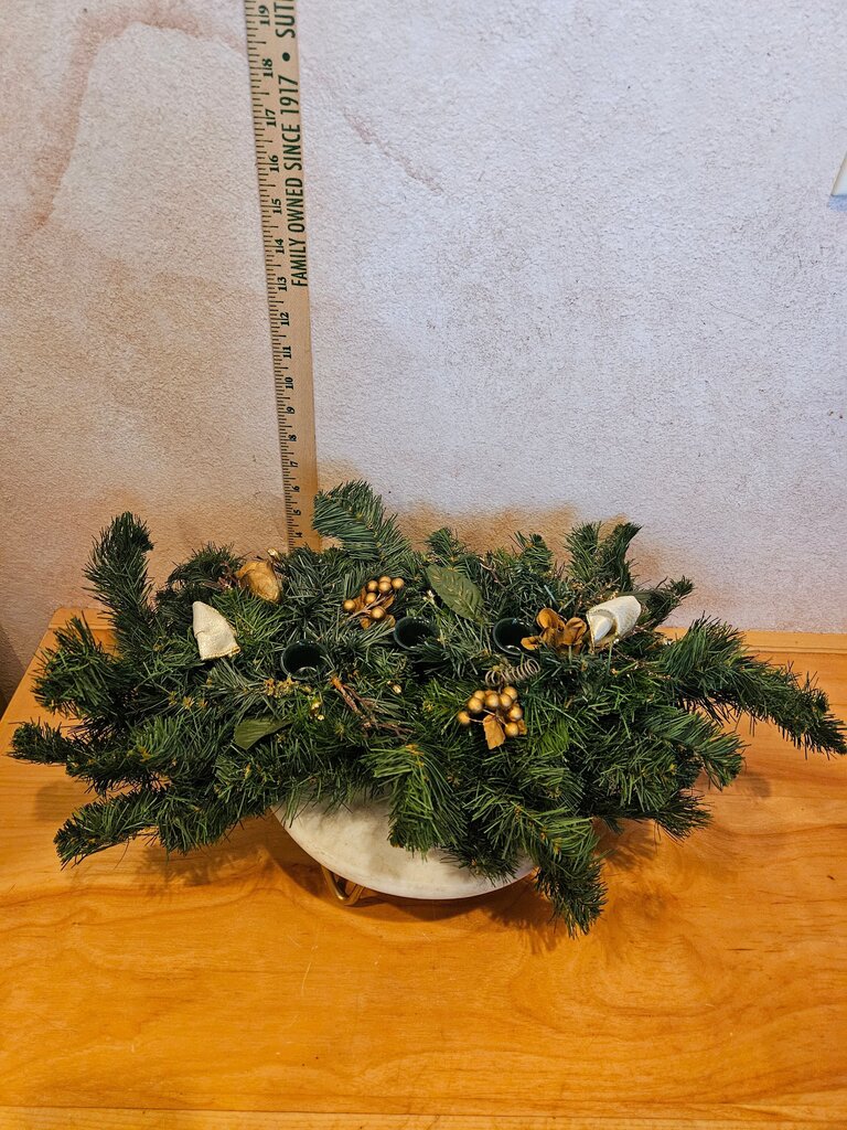 Artificial Christmas Centerpiece Christmas Arrangement Candle stick holder pinecones Holiday cabin decor