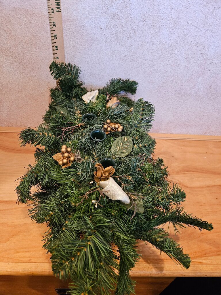 Artificial Christmas Centerpiece Christmas Arrangement Candle stick holder pinecones Holiday cabin decor